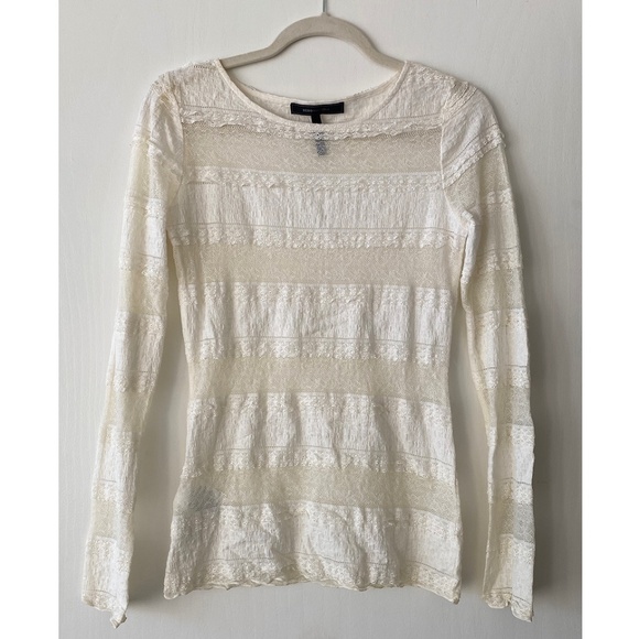 BCBGMAXAZRIA Fae Long Sleeve Off White Top - Picture 1 of 7
